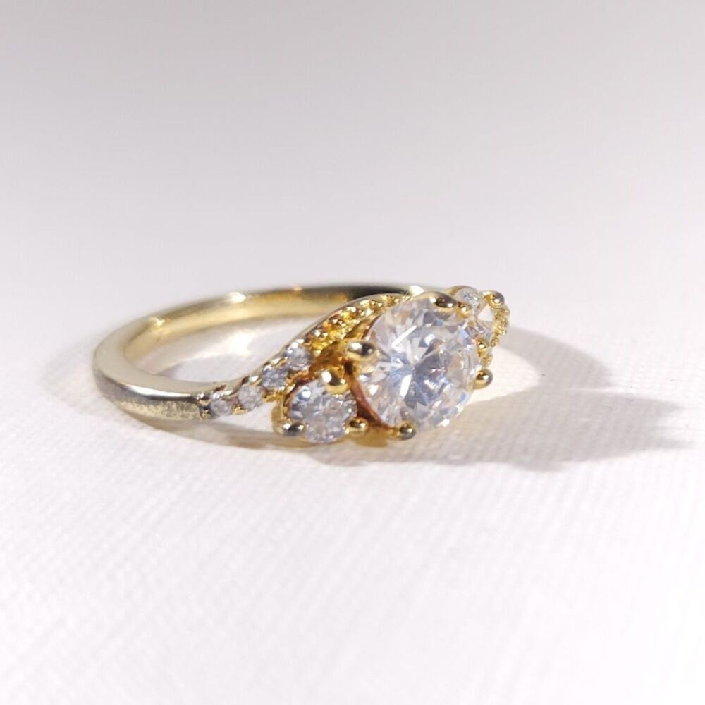 Simulated Diamond Ring 14k Sterling Silver Size 7